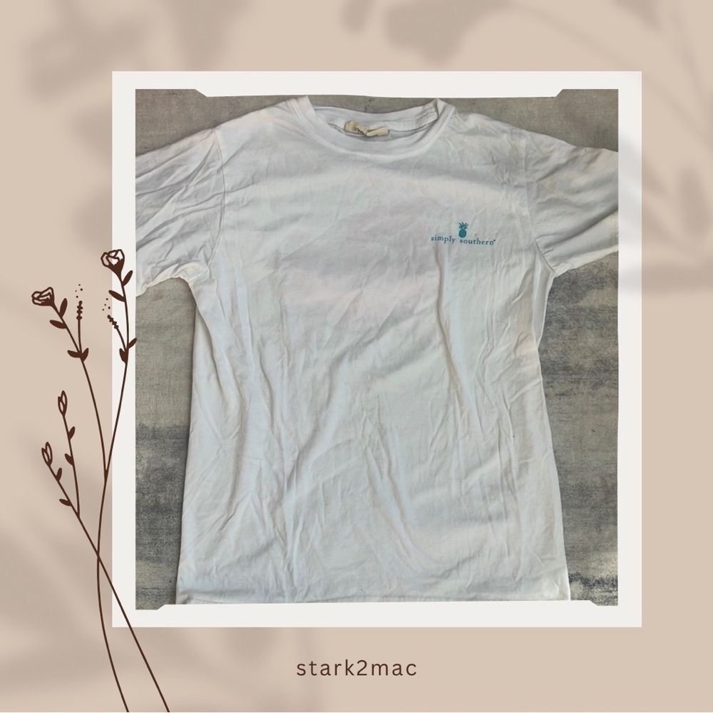 (043)Simply Southern White Short Sleeve Tee Classic Cotton